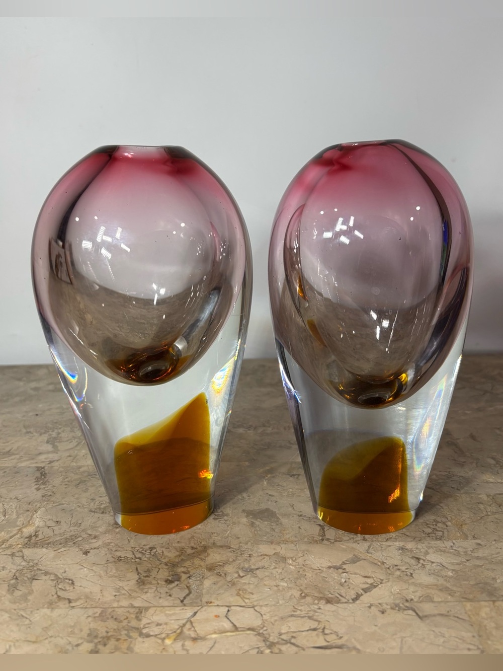 Josef Rozinek Heavy Czech Novy Bor Art Glass Vase, 1960s Bohemian